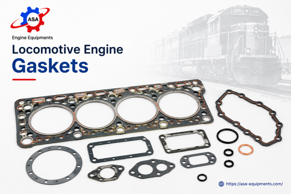Locomotive engine gaskets installed on a 645 diesel engine