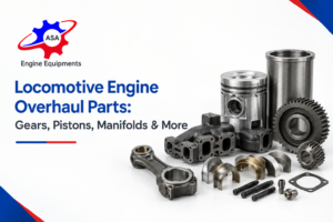 Locomotive Engine Overhaul Parts including gears, piston pins and manifold assembly