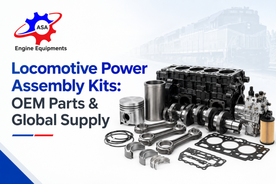 Locomotive power assembly kit including piston, connecting rod, and cylinder liner